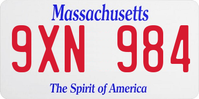 MA license plate 9XN984