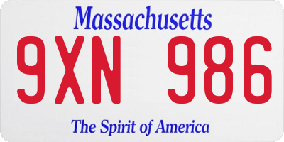 MA license plate 9XN986