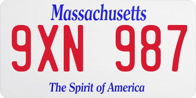 MA license plate 9XN987