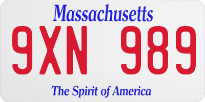 MA license plate 9XN989