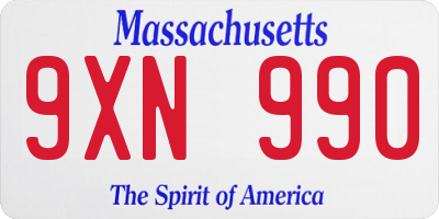 MA license plate 9XN990