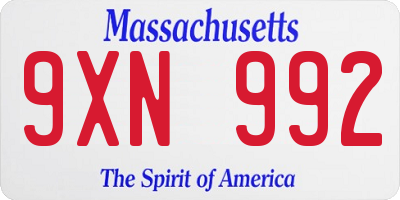 MA license plate 9XN992