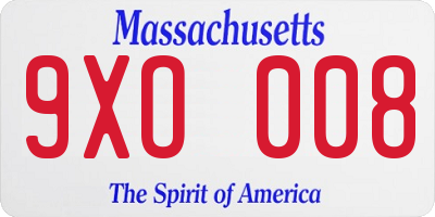 MA license plate 9XO008
