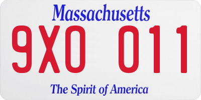 MA license plate 9XO011