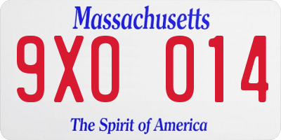 MA license plate 9XO014