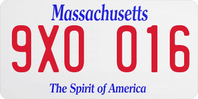 MA license plate 9XO016