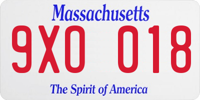 MA license plate 9XO018