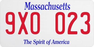 MA license plate 9XO023