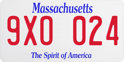 MA license plate 9XO024
