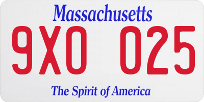 MA license plate 9XO025