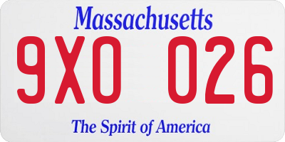 MA license plate 9XO026