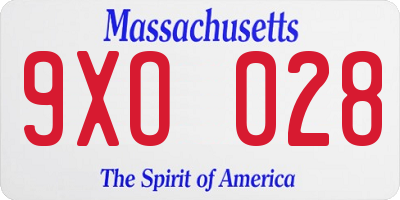 MA license plate 9XO028