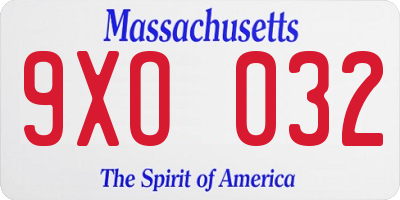 MA license plate 9XO032
