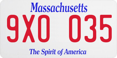 MA license plate 9XO035