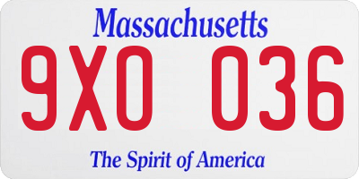 MA license plate 9XO036