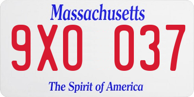 MA license plate 9XO037