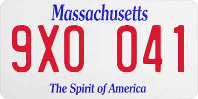 MA license plate 9XO041