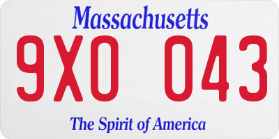 MA license plate 9XO043