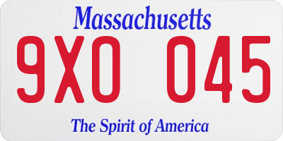 MA license plate 9XO045