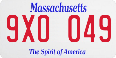 MA license plate 9XO049