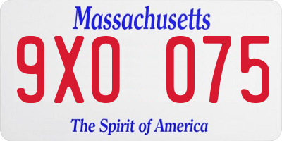 MA license plate 9XO075