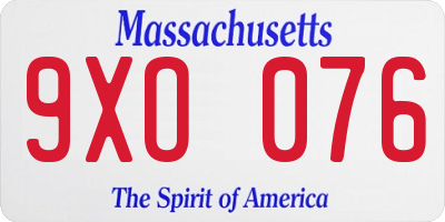 MA license plate 9XO076