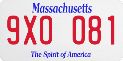 MA license plate 9XO081