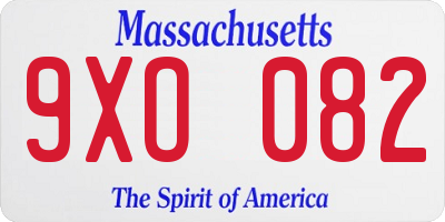 MA license plate 9XO082