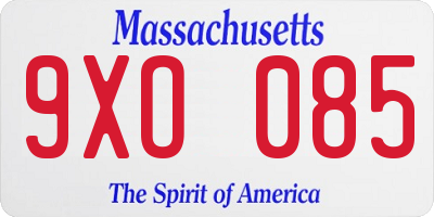 MA license plate 9XO085