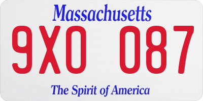 MA license plate 9XO087