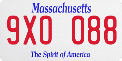 MA license plate 9XO088