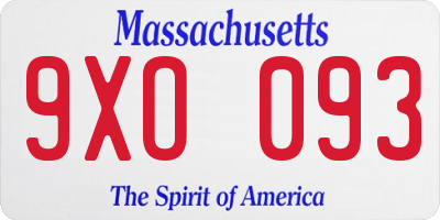 MA license plate 9XO093