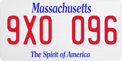 MA license plate 9XO096