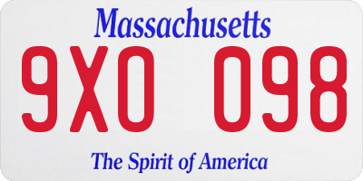 MA license plate 9XO098