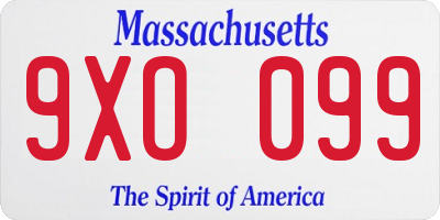 MA license plate 9XO099