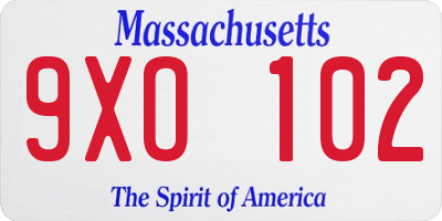 MA license plate 9XO102