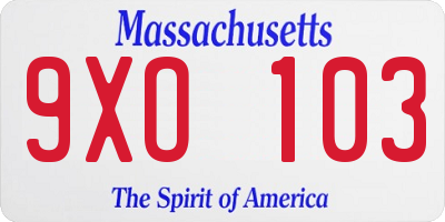 MA license plate 9XO103