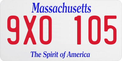 MA license plate 9XO105