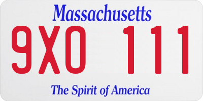 MA license plate 9XO111