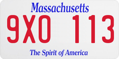 MA license plate 9XO113