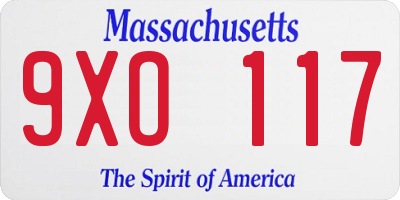 MA license plate 9XO117