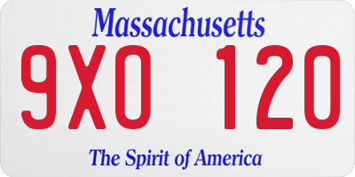 MA license plate 9XO120