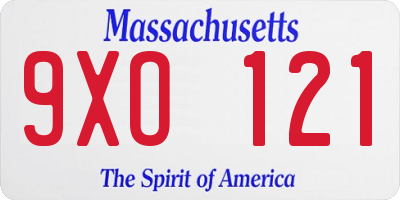 MA license plate 9XO121