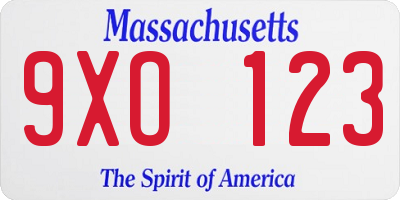 MA license plate 9XO123