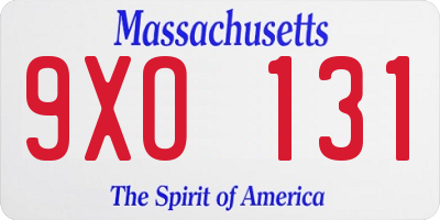 MA license plate 9XO131