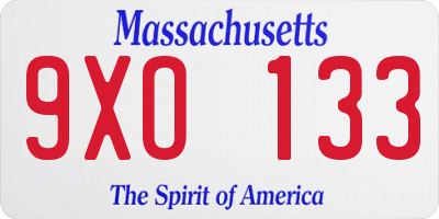 MA license plate 9XO133