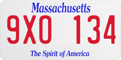 MA license plate 9XO134