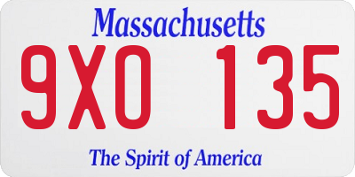 MA license plate 9XO135