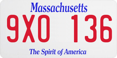 MA license plate 9XO136