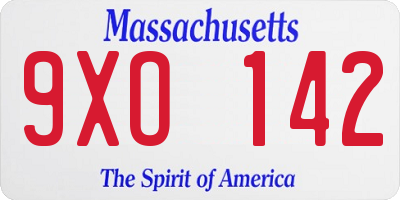 MA license plate 9XO142